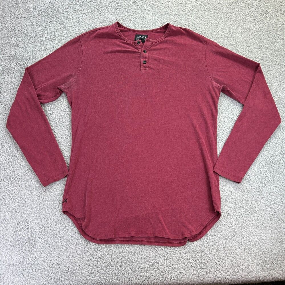 Cuts Clothing Long Sleeve Henley - Red